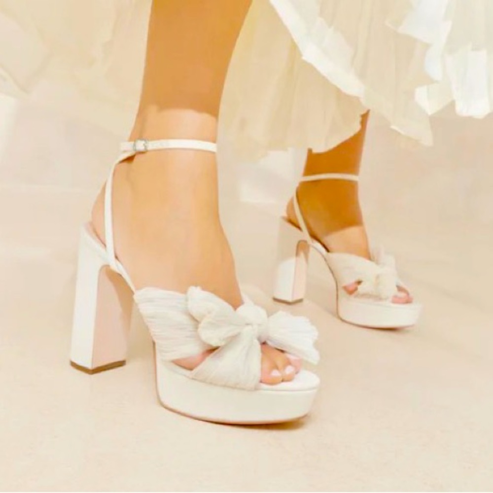Loeffler Randall Natalia Pearl Platform Bow Heel, Size: 8.5, Color: Pearl